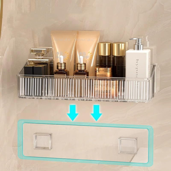 2 Pcs Wall Mounted Shower Caddy, Adhesive Bathroom Caddy Shelf Organizer Makeup Organizer Storage Bins for Bathroom Kitchen3