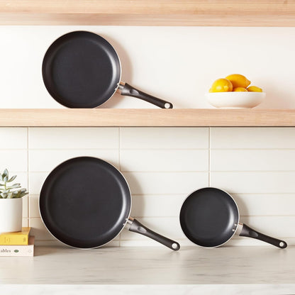 Ceramic Non-Stick 3-Piece Frying Pan Set, 8 Inch, 10 Inch & 12 Inch, Black3