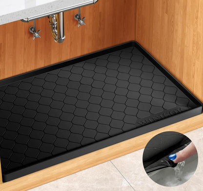 Waterproof under Sink Mat 34" X 22", Silicone Mat, Black1