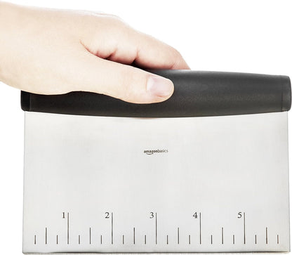 Multi-Purpose Bench Scraper, Stainless Steel Dough Cutter with Measurement Marks, Dishwasher Safe, Non-Slip Contoured Grip, 6", Black, Silver5