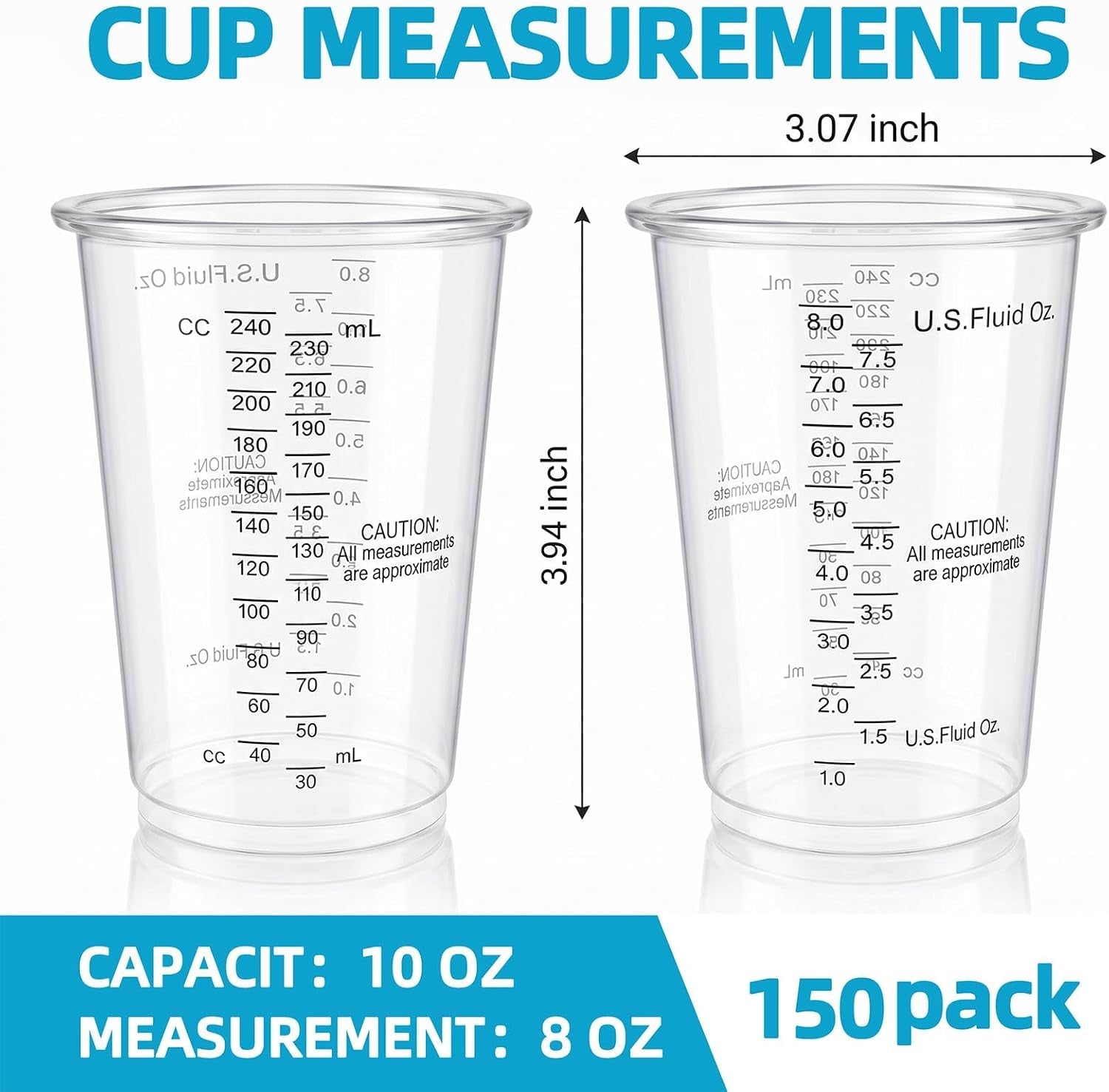 150-pieces-plastic-measuring-cups-8oz-disposable-epoxy-resin-mixing-cups-with-measurements-clear-liquid-measuring-cups-for-resin-paint-mixing-and-crafts