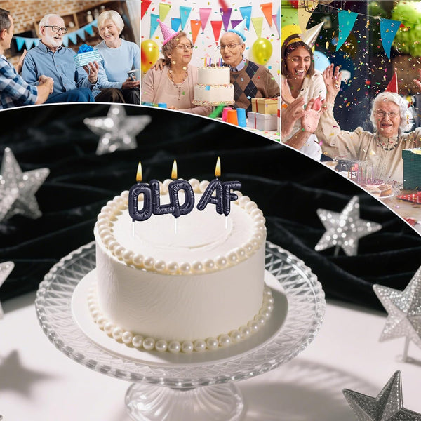 Funny Old AF Birthday Candles for Cake – Humorous Birthday Cake Candles for Milestone Birthdays & Retirement Parties (Black)3