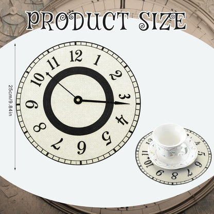12 Pcs Wonderland Tea Party Decoration Clocks Placemats Party Game Table Non Slip Cup Mats for Dining Kitchen Birthday Baby Shower Decor Supplies3