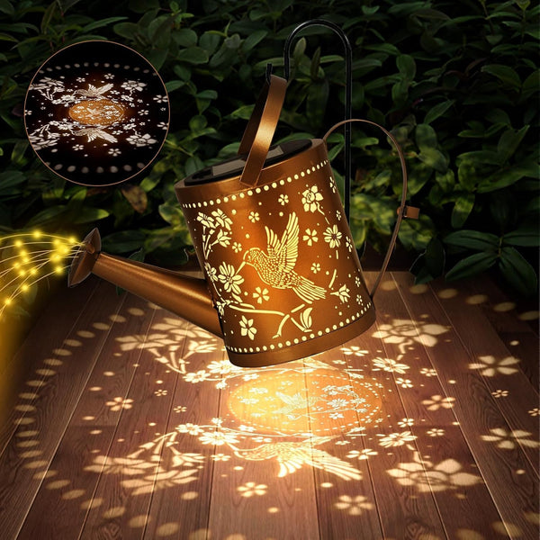 Hummingbird Outdoor Hanging Solar Lantern Waterproof Metal Openwork Hummingbird Watering Can Landscape Lights with Shepherd Hook for Porch Lawn Driveway Backyard Pathway Gifts for Women Mom Grandma2