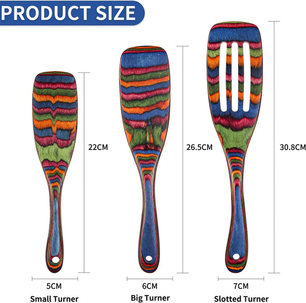 Spurtle Set, Wooden Utensils for Cooking,  Kitchen Utensils Set, Pakkawood Kitchen Cooking Utensils Set, Apartment Essentials Wood Serving Spatula Spoon, Home & Kitchen Gift for Women & Men2