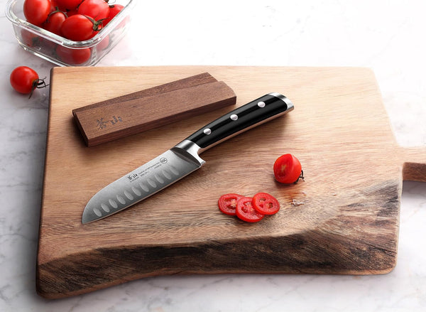 TS Series 1020823 Swedish 14C28N Steel Forged 5-Inch Santoku Knife and Wood Sheath Set4
