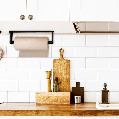 Paper Towel Holder under Cabinet, Paper Towel Holder, Aluminum Alloy Kitchen Towel Holders, Self Adhesive Kitchen Roll Holder for Kitchen, Bathroom, Living Room (Black)2