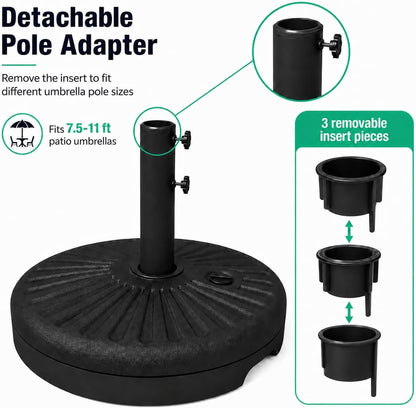 81.5Lb Max Capacity Outdoor Patio Umbrella Base, Black | Water Filled Umbrella Stand, Heavy Duty Market Umbrellas Base2