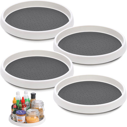 Lazy Susan Turntable, Set of 4, 10 Inch Non-Skid Lazy Susan Organizer for Cabinet, Pantry Organization, Kitchen Storage, Bathroom Sink Cabinet, Refrigerator, Countertop, Spice Rack (4 Pack 10 In)1