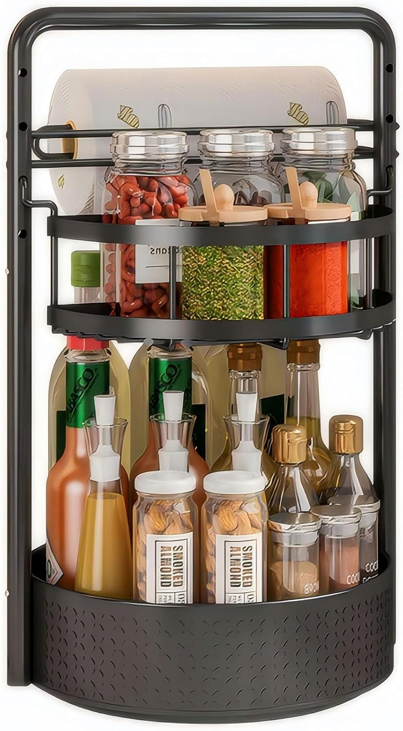 rotating-spice-rack-with-paper-towel-holder-black
