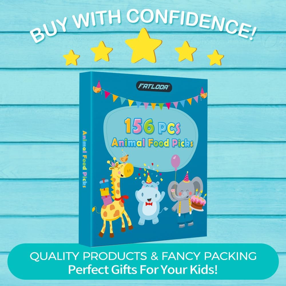 156pcs-animal-food-picks-for-kids-fun-bento-lunch-box-accessories-cute-cartoon-kids-food-picks-mini-fruit-forks-reusable-lunchbox-toothpicks-toddlers-boys-girls-bento-lunch-decorations
