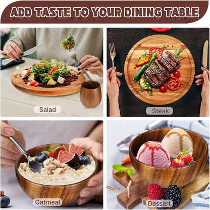 12 Pcs Acacia Wood Dinnerware Set for 45