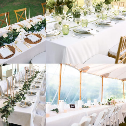 10 Pack White Table Cloth Rectangle Table 60 X 102 Inch Tablecloths for 6 Foot Rectangle Tables. Stain and Winkle Resistant Polyester Washable White Tablecloths for Parties Wedding Dining7