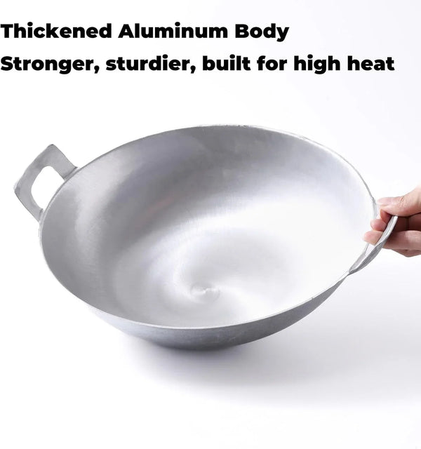 Kawali Filipino Wok, 13 in Aluminum Double-Handle Pan | Deep Round-Bottom Design, for Pancit, Stir-Frying and Shallow Frying, Gas and Outdoor Burner Use2