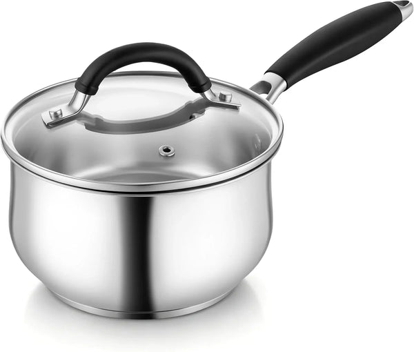 Sauce Pan, 2 Quart Stainless Steel Saucepan with Lid | Small Sauce Pot with Triply Base Fits Induction & Most Stoves, for Cooking Boiling Heating, Even Heat & Dishwasher Safe1