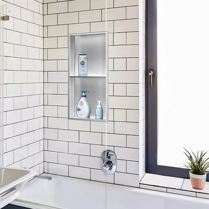 2-Tier Stainless Steel Shower Niche,Brushed, 12" X24"9
