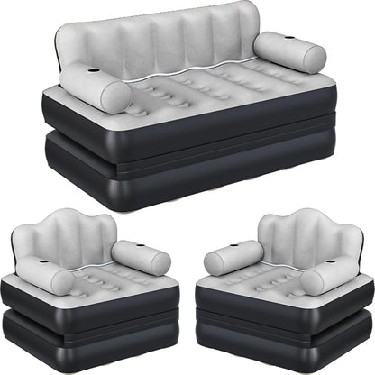3-Pc Air Sofa Set with Headboard & Pump, Queen and 2 Twin, Gray1