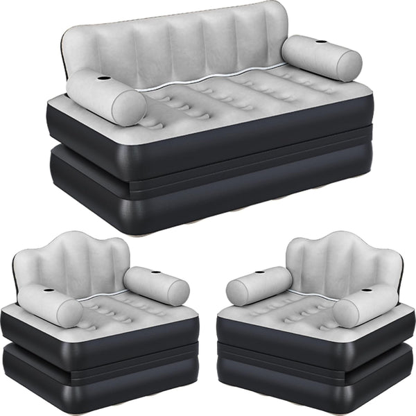 3-Pc Air Sofa Set with Headboard & Pump, Queen and 2 Twin, Gray1