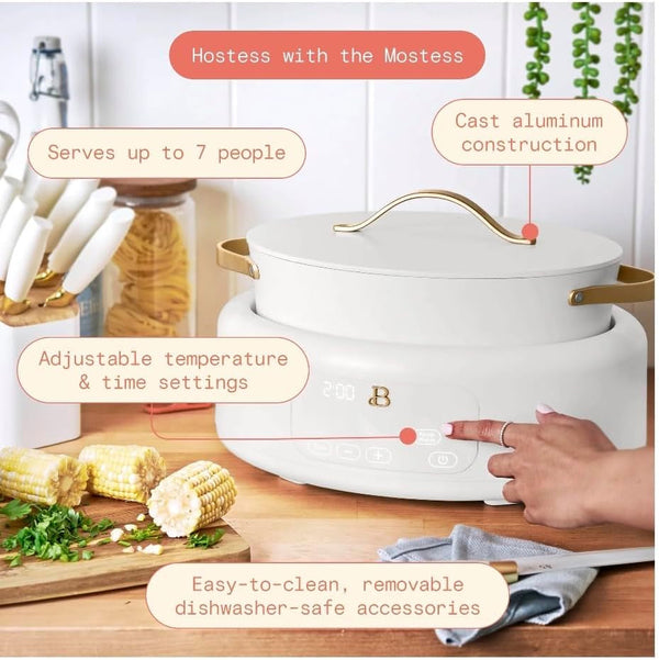 Beautiful by Drew Barrymore 6Qt Electric Multi-Cooker, 10-In-1, 7 Preset Functions, White6