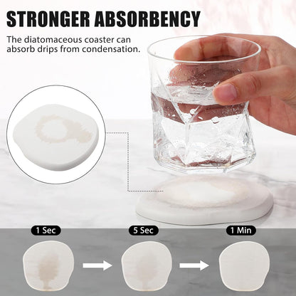 Diatomaceous Earth Coasters Set of 4，Cool Absorbent Quick-Dry Drink Coasters for Desks, Cute Modern Stone Design with Stylish White Aesthetic (4, White)3