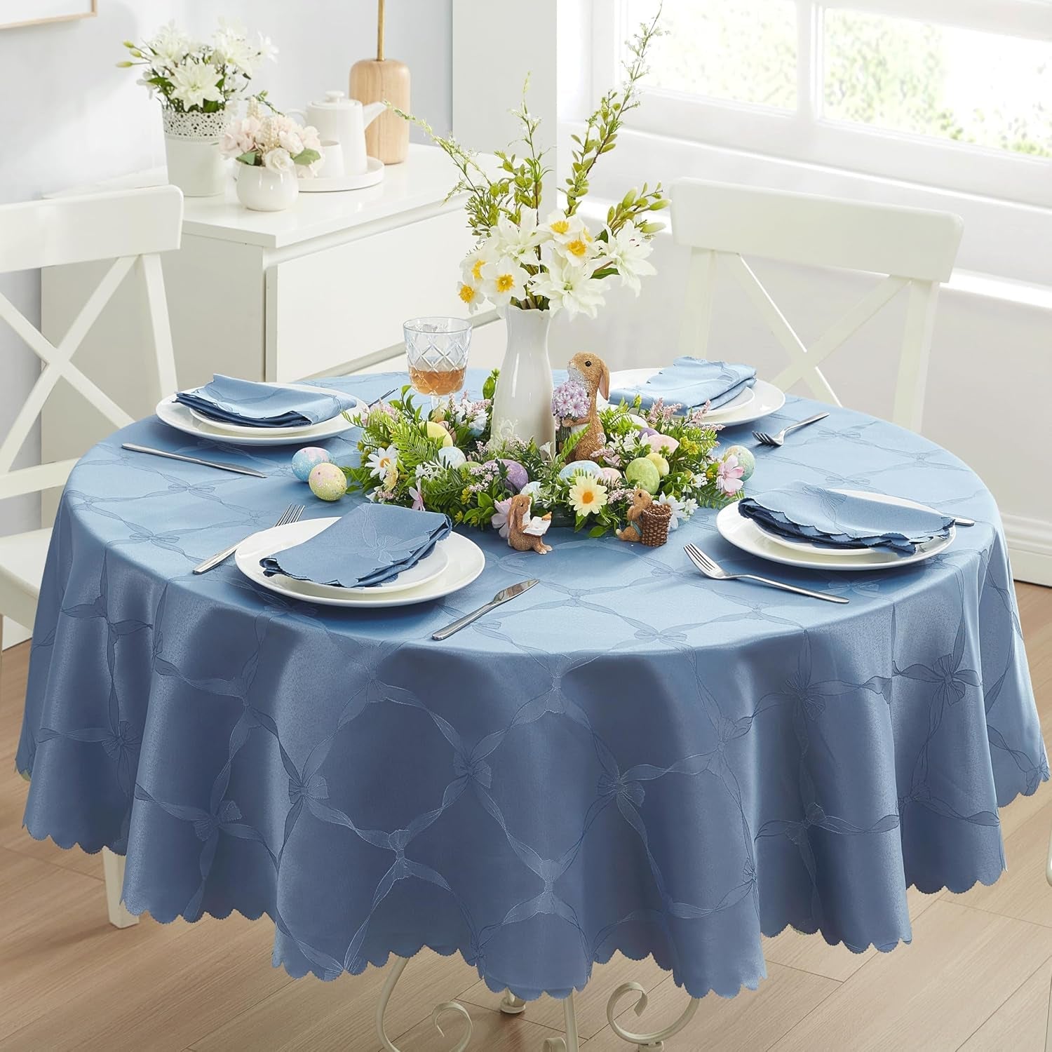 ribbons-and-bows-damask-fabric-tablecloth-blue-70-inch-round-wrinkle-stain-resistant-table-cover