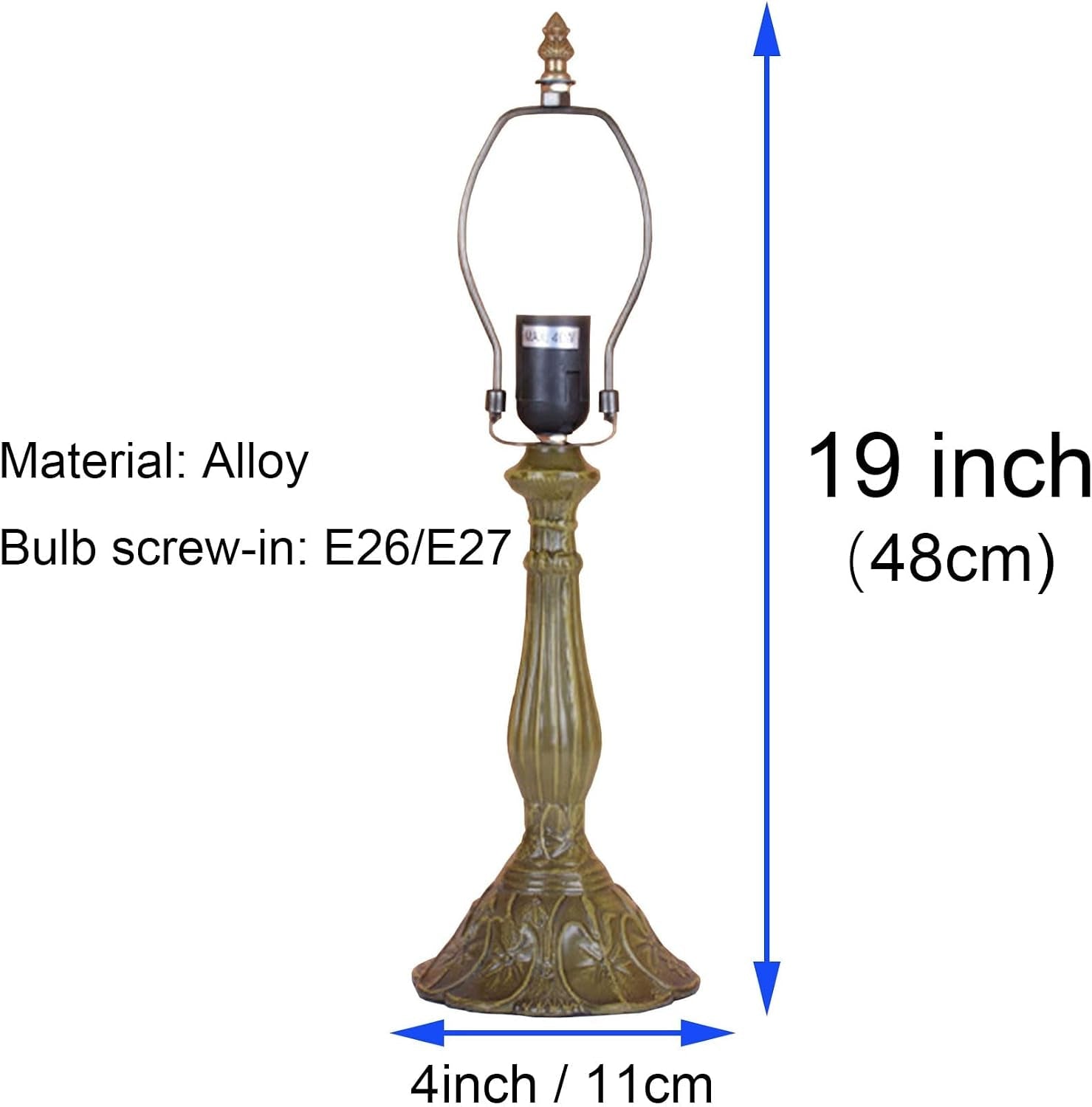 tiffany-table-lamp-base-replacement-only-for-12-inches-stained-glass-lampshade-pole-height-19-inches-bronze-finished-alloy-desk-lights-base