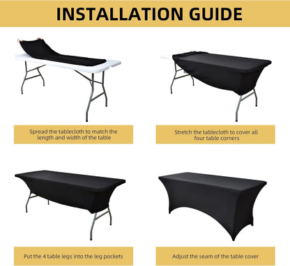 2-Pack 6Ft Black Spandex Table Covers for Rectangle Standard Folding Tables - Wrinkle Resistant Stretch Tablecloths - Ultimate Fitted Table Protector for Parties, Trade Shows, Banquet5