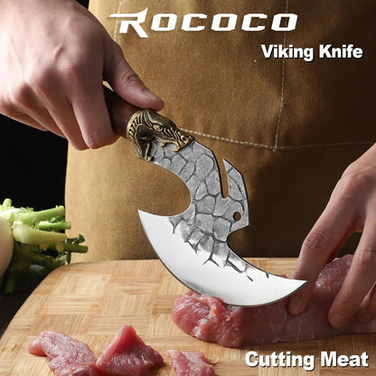 Viking Cleaver Knife Birthday - Kitchen Axe & Sheath Father Gift Men | Hand Forged High Carbon Steel Butcher Meat Cutting Boning Knife for Home Outdoor BBQ Camping Chirstmas Mother2