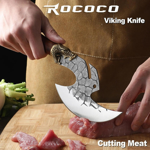 Viking Cleaver Knife Birthday - Kitchen Axe & Sheath Father Gift Men2
