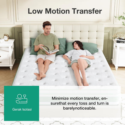 King Size Mattress 14 Inch, Hybrid Mattress in a Box|Gel Memory Foam & Individual Pocket Springs, Medium Firm, Motion Isolation, Cool Sleep & Pressure Relief, Certipur-Us4