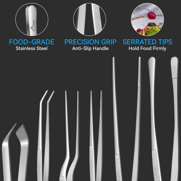 Stainless Steel Kitchen Tweezers Tongs for Cooking 6 Pcs3