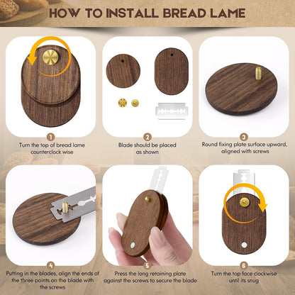 Upgraded UFO Bread Lame Dough Scoring Tool,Magnetic Sourdough Scoring Tool,Black Walnut Bread Lame Cutter Scoring Knife for Bread Baking Includes 5 Replaceable Razor Blades for Bread Baking5