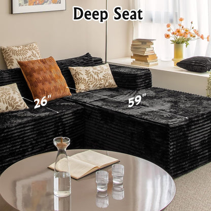 Corduroy Sectional Sofa, Boneless Cloud Couch7