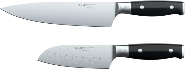 Ninja K32002 Foodi Neverdull System 2-Piece Chef Knife & Santoku Knife Set, Premium, German Stainless Steel, Black1