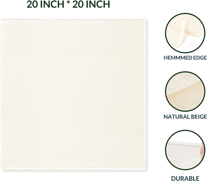 6-Pack Beige Cheesecloth, 20X20 Inch Hemmed Cheese Cloth for Straining, Reusable Unbleached Cotton Strainer for Cooking, Baking, Juicing, and Cheese Making (Grade 100)2