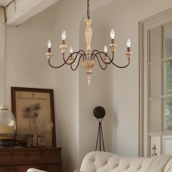 6 Light 28In Farmhouse French Country Chandelier for Dining Room4