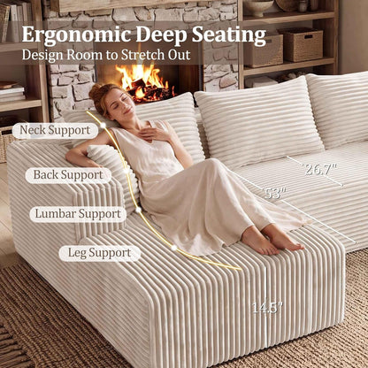 Boneless Couch, 94" L Shaped Modular Sectional Cloud Sofa for Living Room4