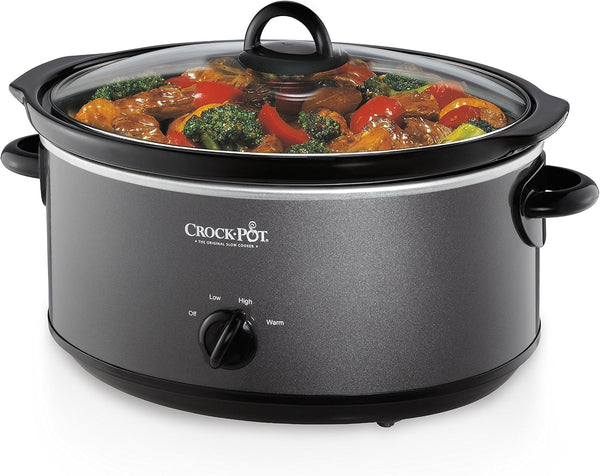 Crock-Pot 7-Quart Manual Slow Cooker, Family Size Serves 8+ People & Fits 6-Lb Roast, Removable Stoneware with Warming Setting, Dishwasher Safe for Easy Cleanup, Charcoal2