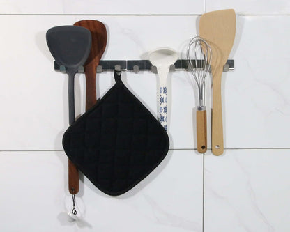 5 PCS Pot Holders for Kitchen, Cotton Potholers with Great Heat Resistance, Hot Pads, Trivets for Cooking and Baking Black4