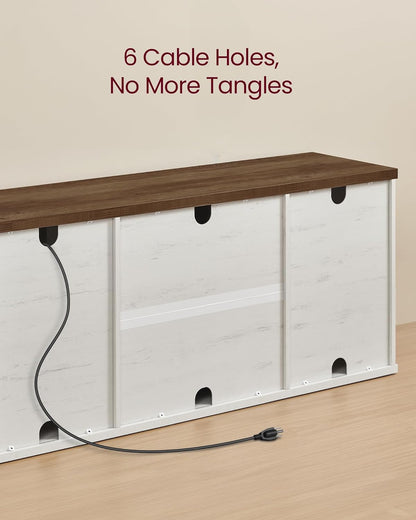 VASAGLE Farmhouse TV Stand for Tvs up to 65 Inches, Entertainment Center with Storage Cabinets and Sliding Barn Doors, Media Console Table for Living Room, Rustic White and Honey Brown ULTV535W015