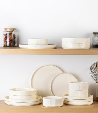 Ceramic Dinnerware Set for 4, 12-Piece Plates and Bowls Set6