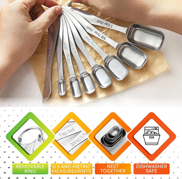 Stainless Steel Measuring Spoons Set of 8 with Leveler6