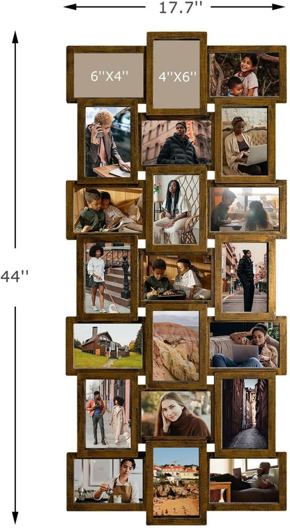 Collage Picture Frames for Wall Decor, 21-Opening Reunion Family Picture Frame Set, One-Piece Photo Frames for Living Room, Bedroom, Gallery, Gold3