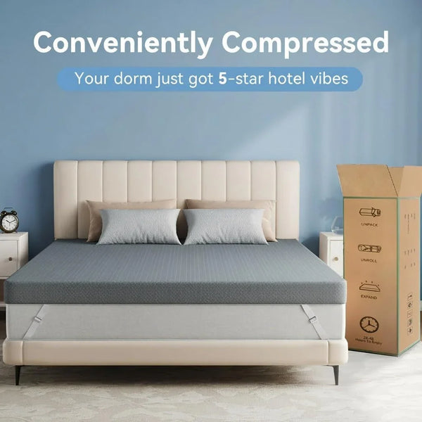 Mattress Topper Twin XL - 3 Inch Gel Infused Memory Foam XL Twin Mattress Toppers with Washable Cover,Bed Toppers for College Dorm,Gray6