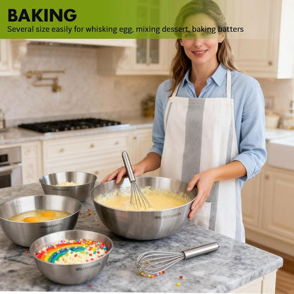 Stainless Steel Mixing Bowls Set of 5 (5.2/3.7/2.1/1.3/0.8 Qt)4