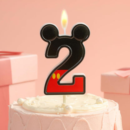 2.76 Inch Cartoon Red and Black Mouse 2 Number Birthday Candles, Anime Cartoon Number Candles, Cake Number Candles, Party Celebration, Style Candle2