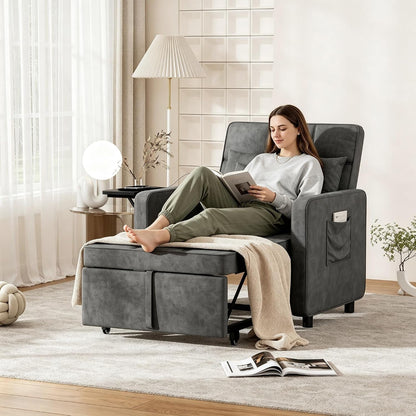 Convertible Sleeper Chair Bed, 3-In-1 Sofa Bed with USB Ports Outlet, Grey3