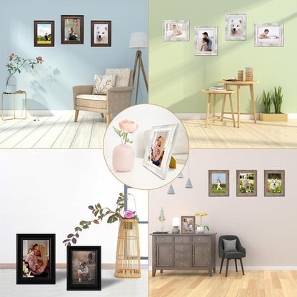 5X7 Picture Frames Black Wood Pattern High Definition Glass for Table Top Display and Wall Mounting Photo Frame，Pack of 46