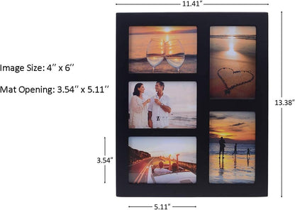 4X6 5-Opening Collage Picture Frame Black Wood4
