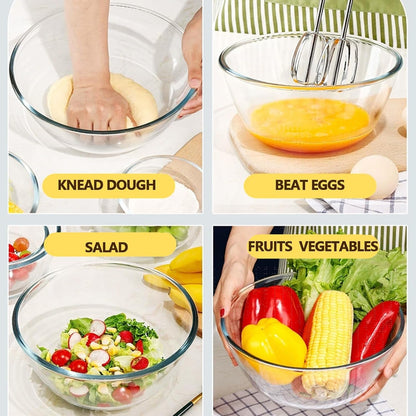 5 Quart Deep Big Glass Bowl with Lid,10 Inch Large Glass Mixing Bowl for Sourdough Bread Kitchen Salad Bread Storage, for Prepping, Marinating & Brining Kimch (Clear)6